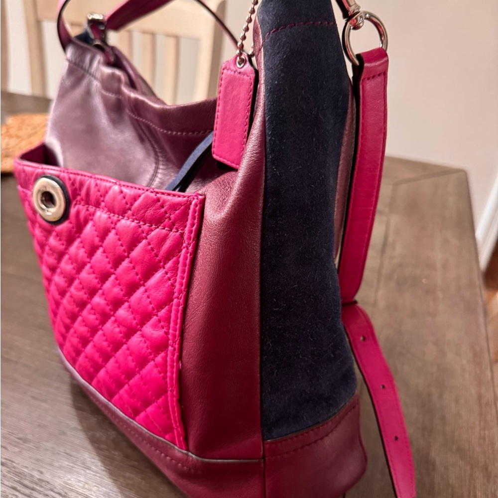 Coach Burgundy Leather Handbag colorblock